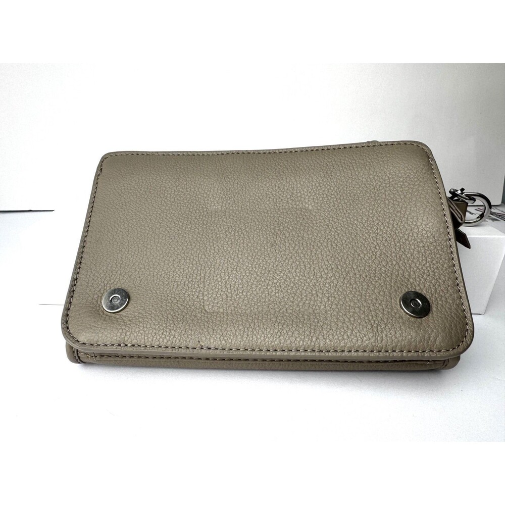 Tory Burch Britten French Grey Pebbled Leather Convertible Crossbody Bag - Picture 12 of 16